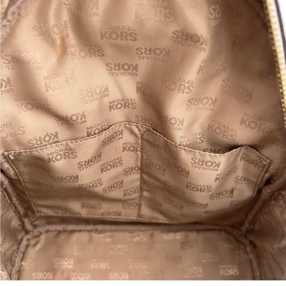 MK Michael Kors ABBEY Medium Studded Backpack Vanilla Cream Brown Gold Adjusts - Picture 16 of 16